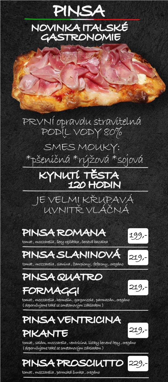 PINSA novinky italské gastronomie